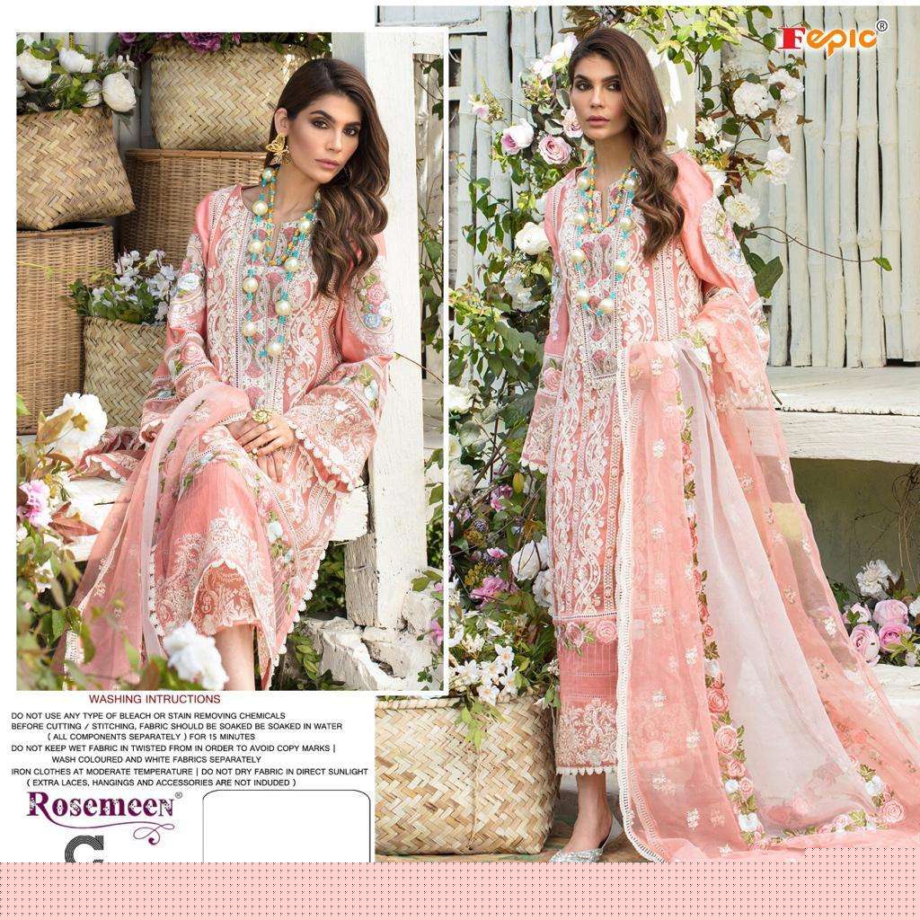 ROSEMEEN CRIMSON LAWN COLLECTION BY FEPIC 40001 TO 40003 SERIES DESIGNER PAKISTANI SUITS BEAUTIFUL STYLISH FANCY COLORFUL PARTY WEAR & OCCASIONAL WEAR PURE COTTON EMBROIDERY DRESSES AT WHOLESALE PRICE