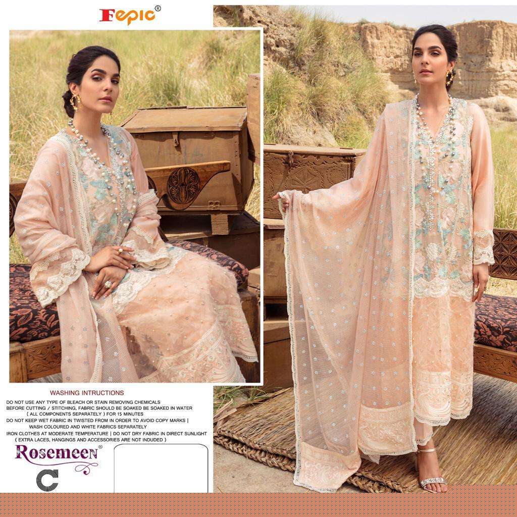 ROSEMEEN CRIMSON LAWN COLLECTION BY FEPIC 40001 TO 40003 SERIES DESIGNER PAKISTANI SUITS BEAUTIFUL STYLISH FANCY COLORFUL PARTY WEAR & OCCASIONAL WEAR PURE COTTON EMBROIDERY DRESSES AT WHOLESALE PRICE