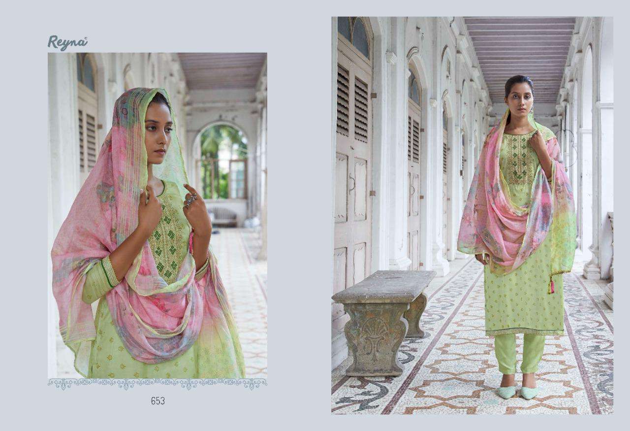 ENIGMA VOL-3 BY REYNA 651 TO 656 SERIES INDIAN TRADITIONAL WEAR COLLECTION BEAUTIFUL STYLISH FANCY COLORFUL PARTY WEAR & OCCASIONAL WEAR TUSSAR SILK DIGITAL PRINT WITH EMBROIDERY DRESSES AT WHOLESALE PRICE