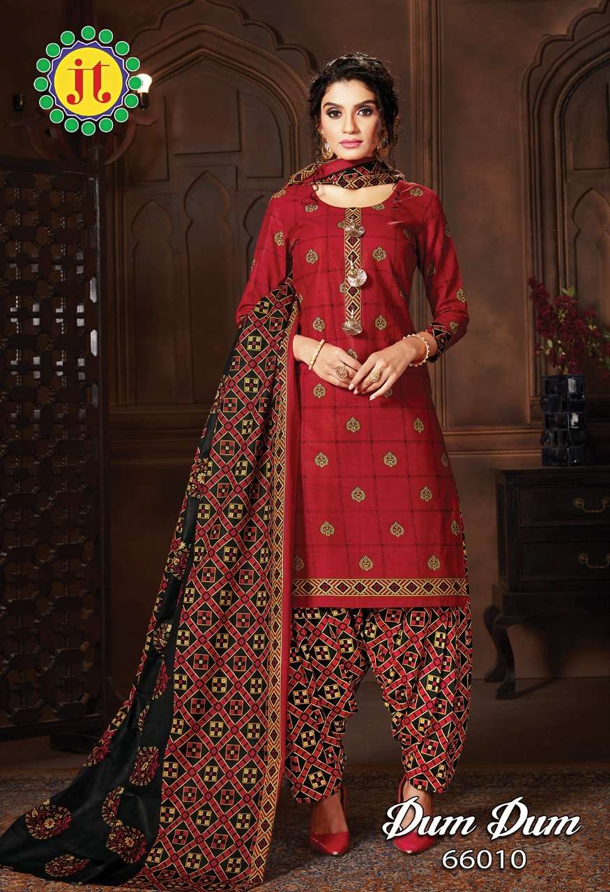 DUM DUM VOL-66 BY JT 66001 TO 66012 SERIES BEAUTIFUL SUITS COLORFUL STYLISH FANCY CASUAL WEAR & ETHNIC WEAR COTTON PRINT DRESSES AT WHOLESALE PRICE