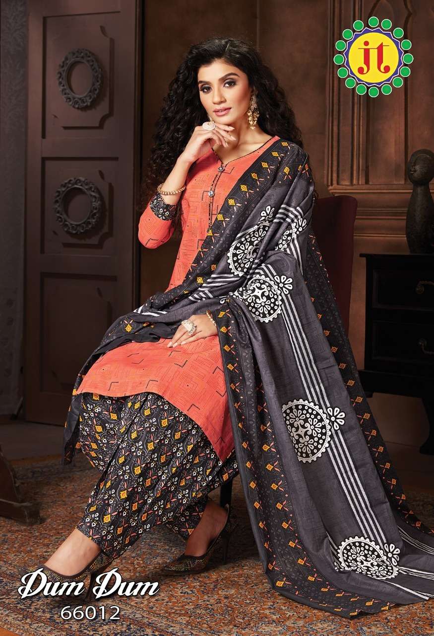 DUM DUM VOL-66 BY JT 66001 TO 66012 SERIES BEAUTIFUL SUITS COLORFUL STYLISH FANCY CASUAL WEAR & ETHNIC WEAR COTTON PRINT DRESSES AT WHOLESALE PRICE