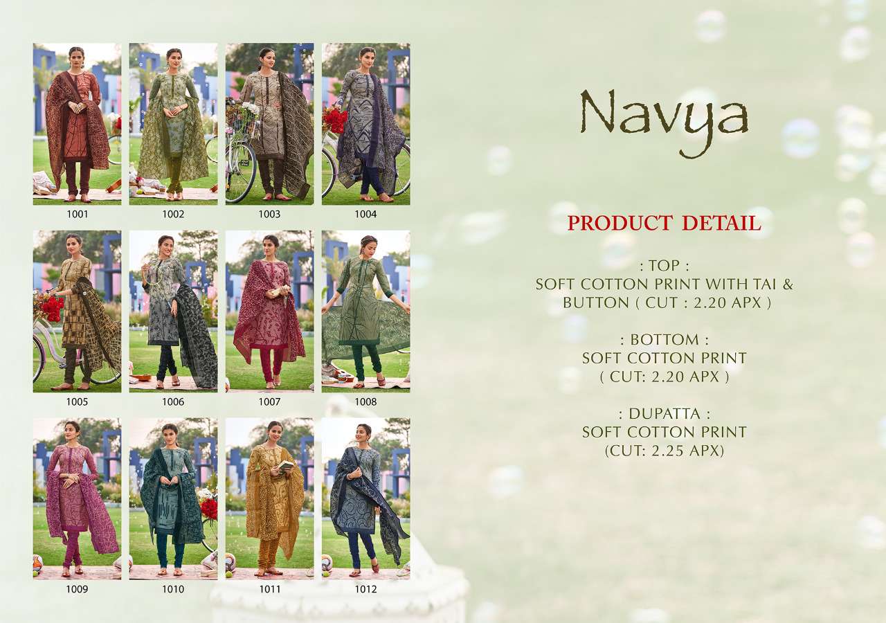 NAVYA BY SWEETY FASHION 1001 TO 1012 SERIES BEAUTIFUL SUITS COLORFUL STYLISH FANCY CASUAL WEAR & ETHNIC WEAR SOFT COTTON PRINT DRESSES AT WHOLESALE PRICE