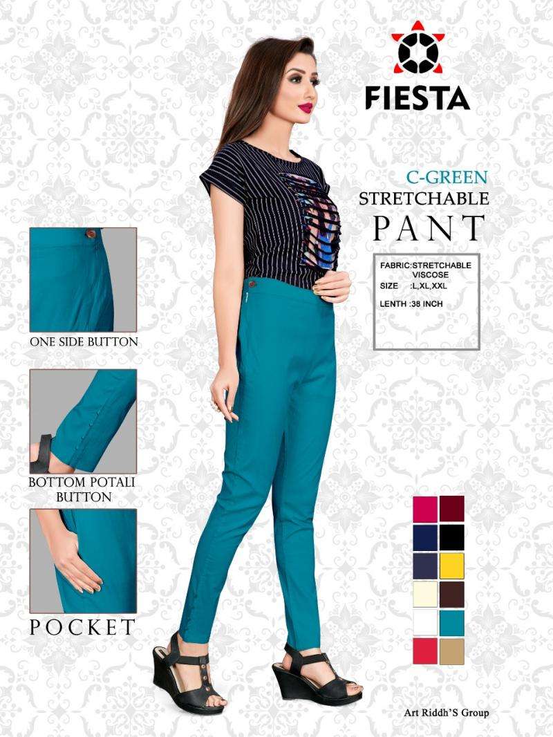 STRETCHABLE PANT BY FIESTA 01 TO 10 SERIES BEAUTIFUL STYLISH FANCY COLORFUL PARTY WEAR & ETHNIC WEAR STRETCHABLE VISCOSE PANTS AT WHOLESALE PRICE