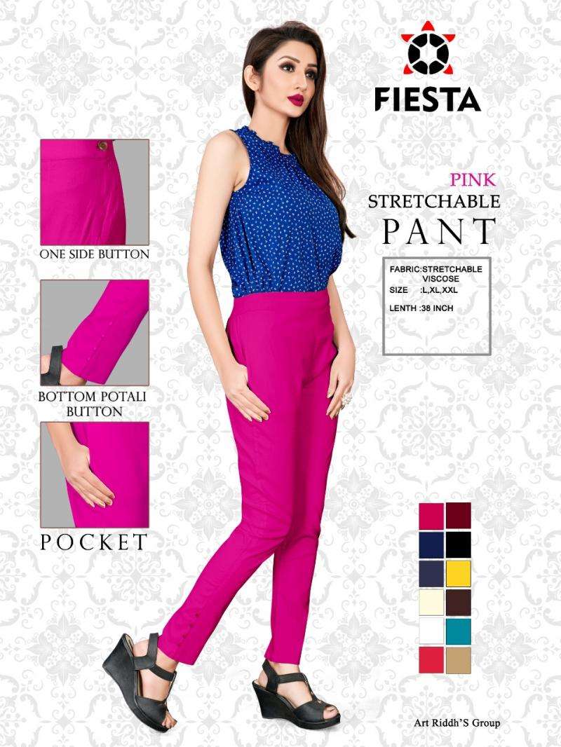 STRETCHABLE PANT BY FIESTA 01 TO 10 SERIES BEAUTIFUL STYLISH FANCY COLORFUL PARTY WEAR & ETHNIC WEAR STRETCHABLE VISCOSE PANTS AT WHOLESALE PRICE