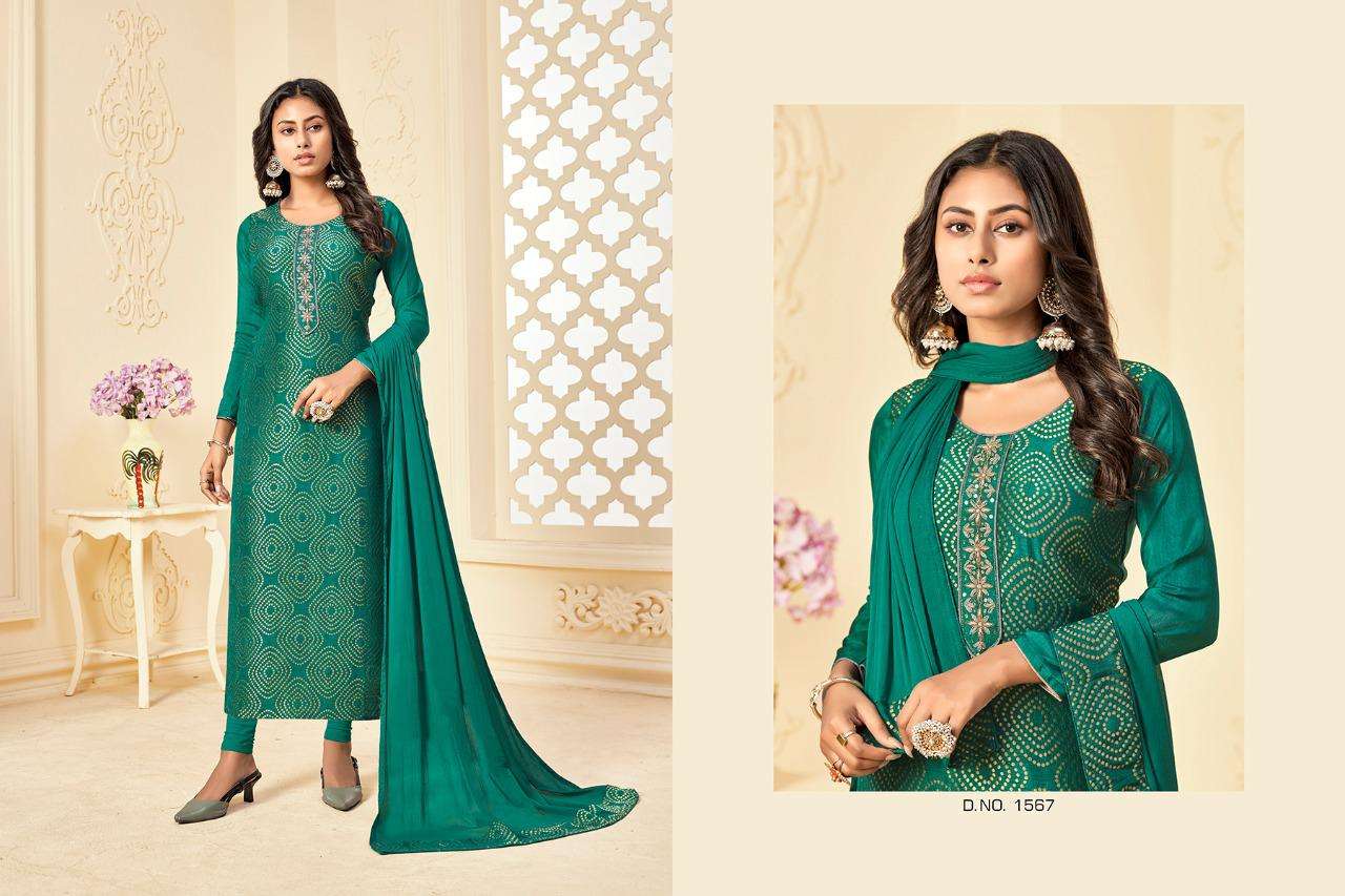 JAIPURI BY RANI TRENDZ 1564 TO 1569 SERIES BEAUTIFUL STYLISH SHARARA SUITS FANCY COLORFUL CASUAL WEAR & ETHNIC WEAR & READY TO WEAR PURE DOLA JACQUARD DRESSES AT WHOLESALE PRICE