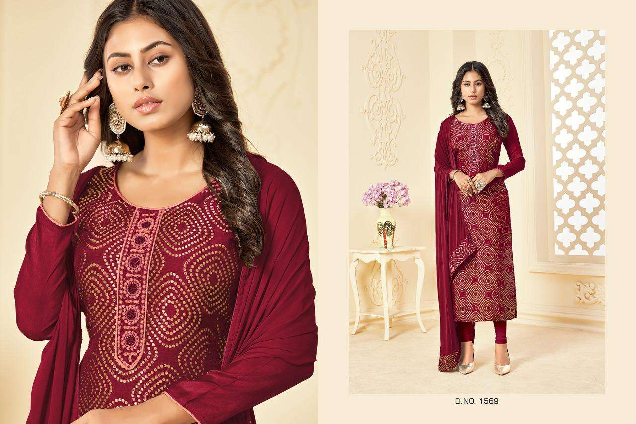 JAIPURI BY RANI TRENDZ 1564 TO 1569 SERIES BEAUTIFUL STYLISH SHARARA SUITS FANCY COLORFUL CASUAL WEAR & ETHNIC WEAR & READY TO WEAR PURE DOLA JACQUARD DRESSES AT WHOLESALE PRICE