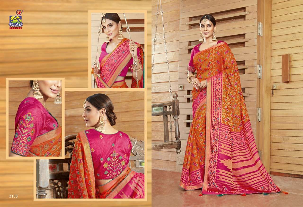 SANGINI BY VISHAL PRINTS 3132 TO 3143 SERIES INDIAN TRADITIONAL WEAR COLLECTION BEAUTIFUL STYLISH FANCY COLORFUL PARTY WEAR & OCCASIONAL WEAR FANCY SAREES AT WHOLESALE PRICE