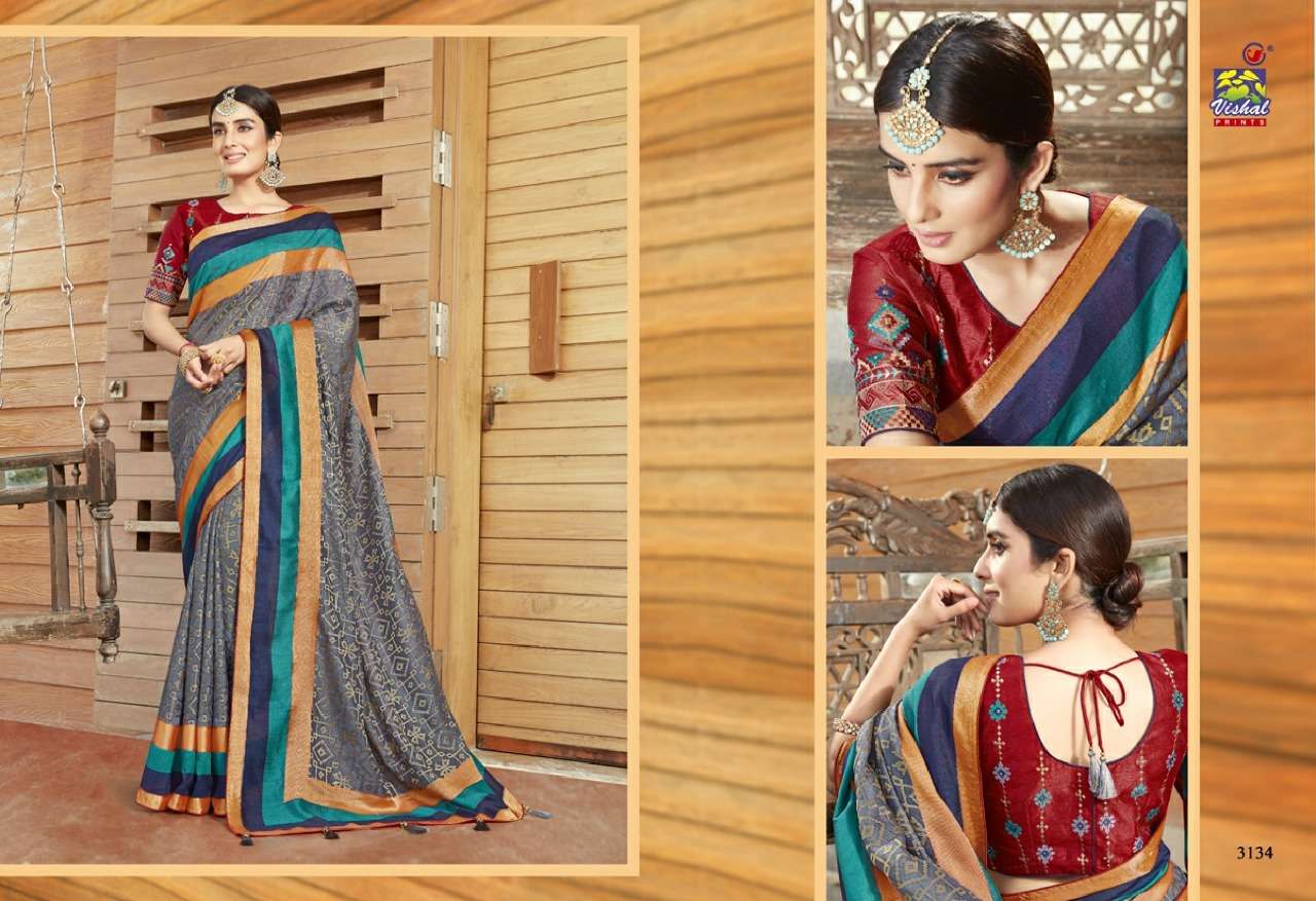 SANGINI BY VISHAL PRINTS 3132 TO 3143 SERIES INDIAN TRADITIONAL WEAR COLLECTION BEAUTIFUL STYLISH FANCY COLORFUL PARTY WEAR & OCCASIONAL WEAR FANCY SAREES AT WHOLESALE PRICE