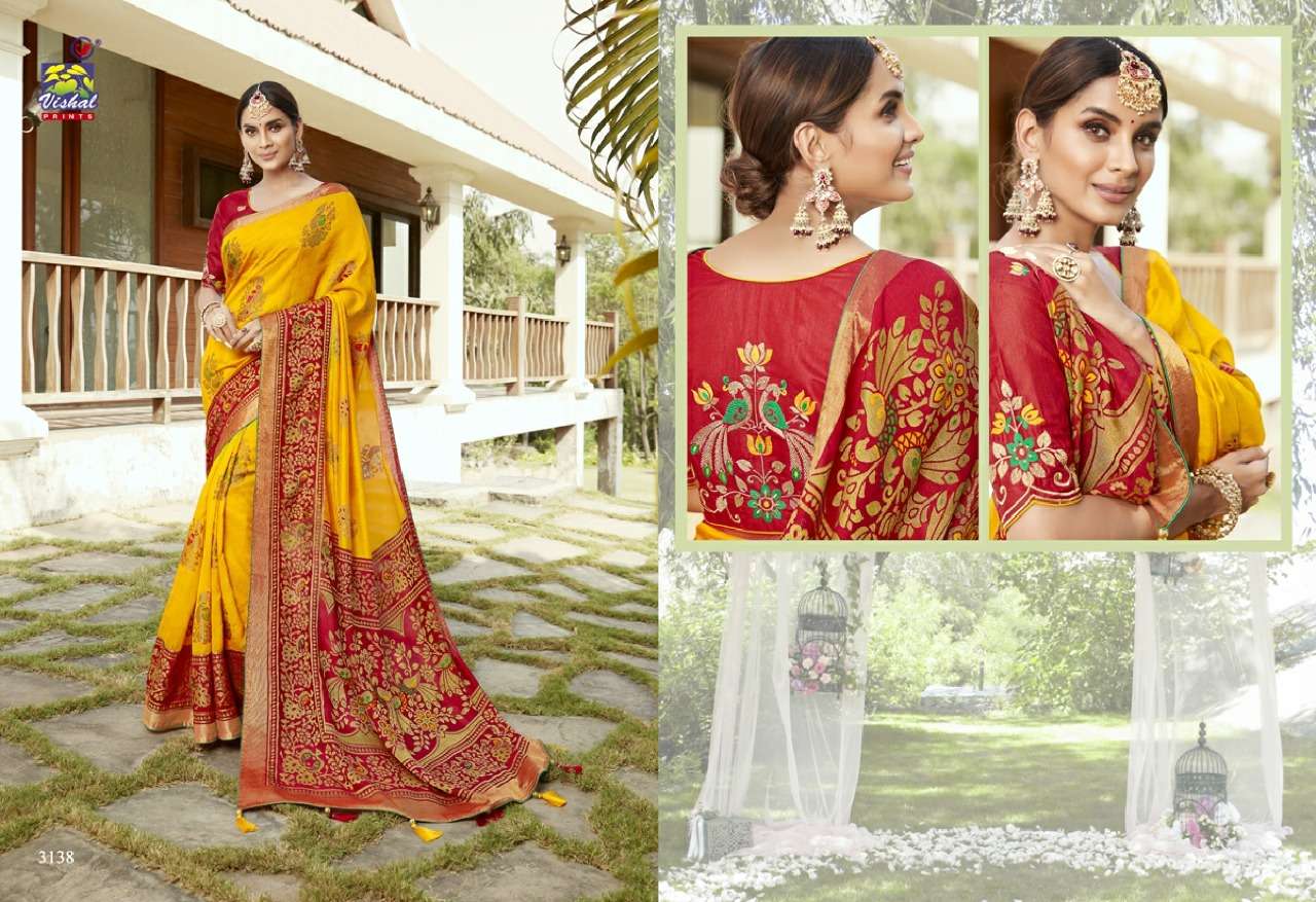 SANGINI BY VISHAL PRINTS 3132 TO 3143 SERIES INDIAN TRADITIONAL WEAR COLLECTION BEAUTIFUL STYLISH FANCY COLORFUL PARTY WEAR & OCCASIONAL WEAR FANCY SAREES AT WHOLESALE PRICE
