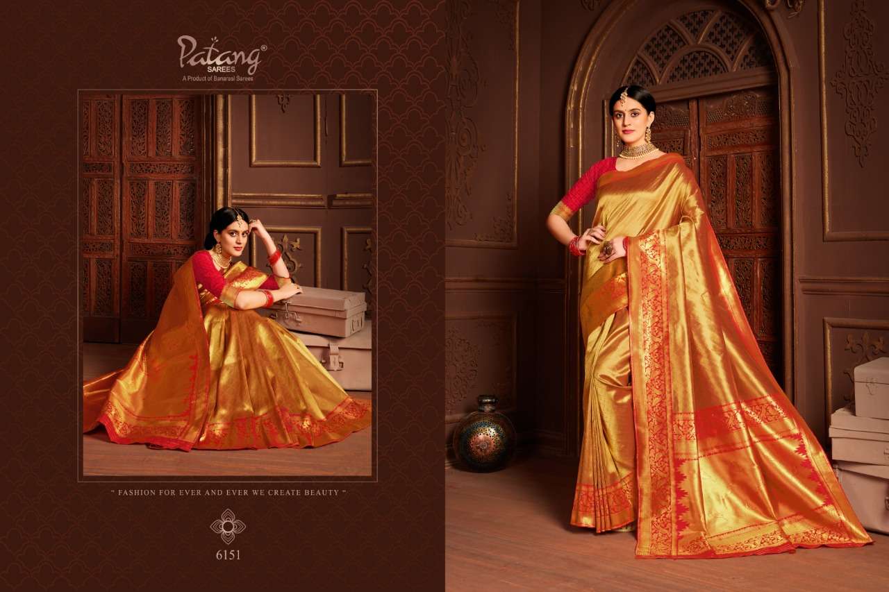PAITHANI SILK BY PATANG SAREES 6151 TO 6158 SERIES INDIAN TRADITIONAL WEAR COLLECTION BEAUTIFUL STYLISH FANCY COLORFUL PARTY WEAR & OCCASIONAL WEAR HEAVY SILK SAREES AT WHOLESALE PRICE