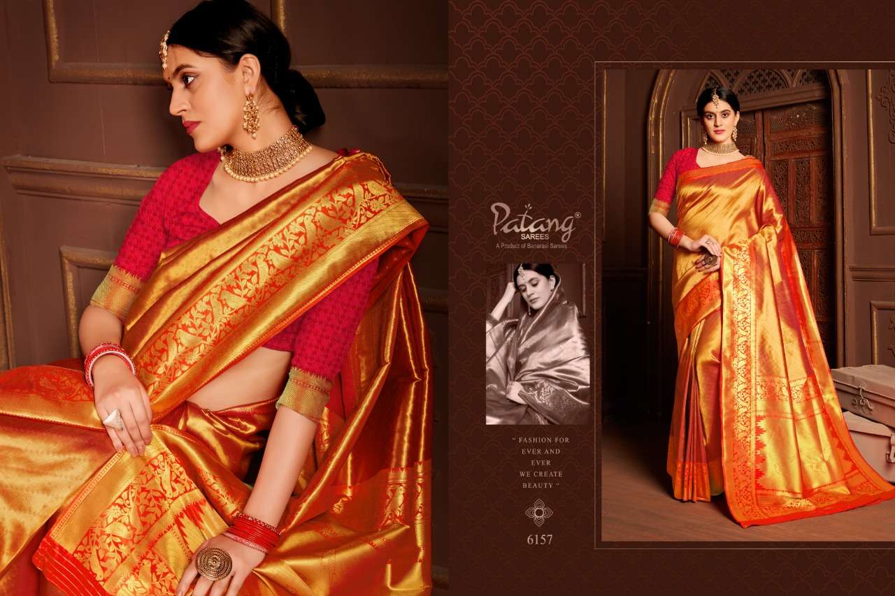 PAITHANI SILK BY PATANG SAREES 6151 TO 6158 SERIES INDIAN TRADITIONAL WEAR COLLECTION BEAUTIFUL STYLISH FANCY COLORFUL PARTY WEAR & OCCASIONAL WEAR HEAVY SILK SAREES AT WHOLESALE PRICE