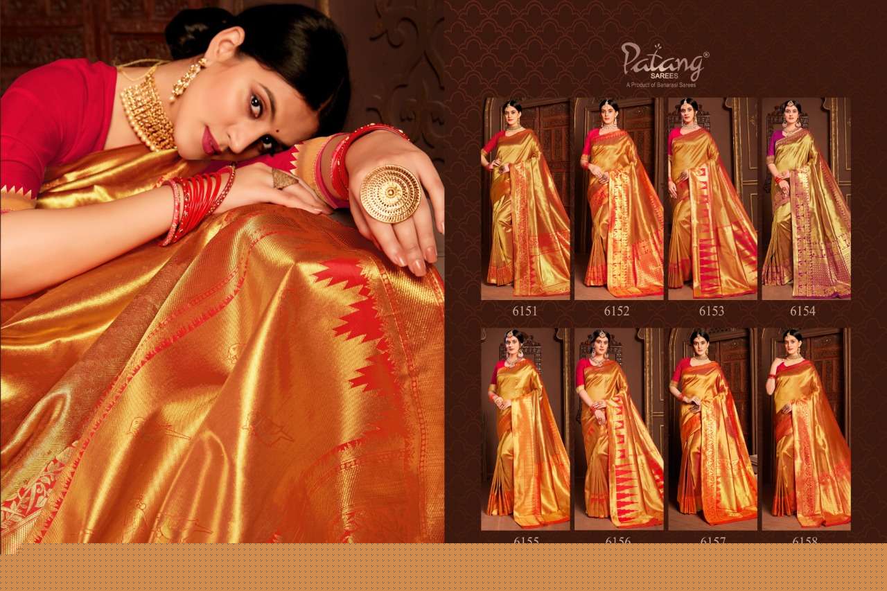 PAITHANI SILK BY PATANG SAREES 6151 TO 6158 SERIES INDIAN TRADITIONAL WEAR COLLECTION BEAUTIFUL STYLISH FANCY COLORFUL PARTY WEAR & OCCASIONAL WEAR HEAVY SILK SAREES AT WHOLESALE PRICE