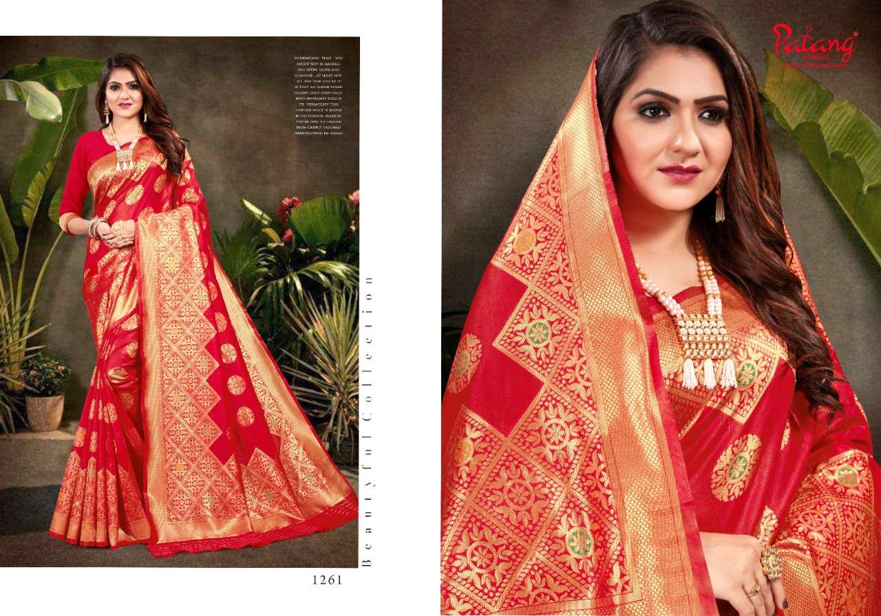SHRADDHA BY PATANG SAREES 1261 TO 1268 SERIES INDIAN TRADITIONAL WEAR COLLECTION BEAUTIFUL STYLISH FANCY COLORFUL PARTY WEAR & OCCASIONAL WEAR SILK SAREES AT WHOLESALE PRICE