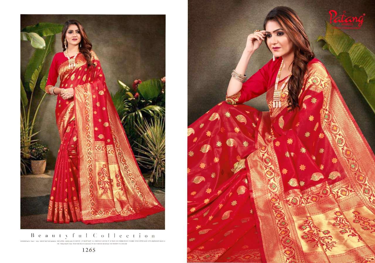 SHRADDHA BY PATANG SAREES 1261 TO 1268 SERIES INDIAN TRADITIONAL WEAR COLLECTION BEAUTIFUL STYLISH FANCY COLORFUL PARTY WEAR & OCCASIONAL WEAR SILK SAREES AT WHOLESALE PRICE