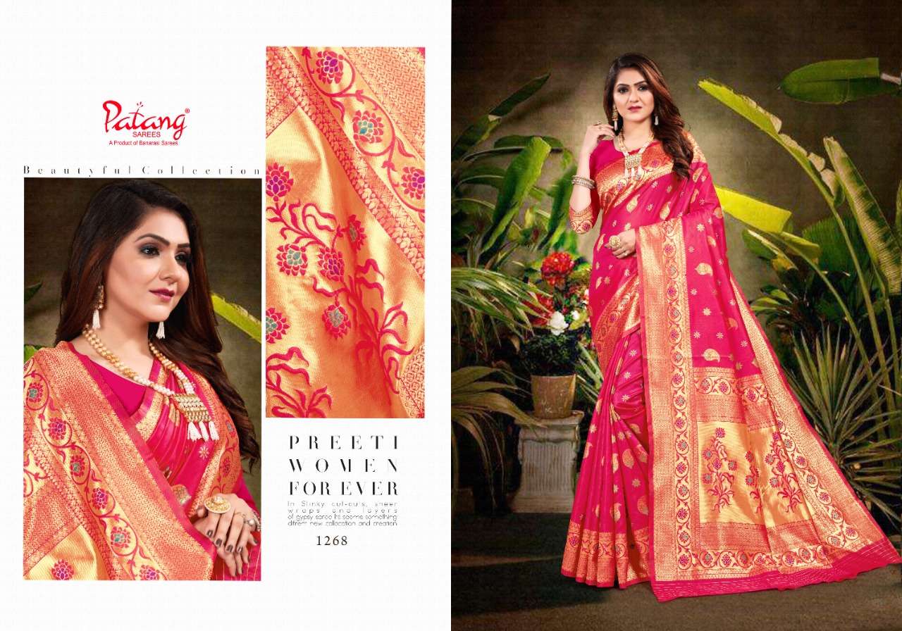 SHRADDHA BY PATANG SAREES 1261 TO 1268 SERIES INDIAN TRADITIONAL WEAR COLLECTION BEAUTIFUL STYLISH FANCY COLORFUL PARTY WEAR & OCCASIONAL WEAR SILK SAREES AT WHOLESALE PRICE
