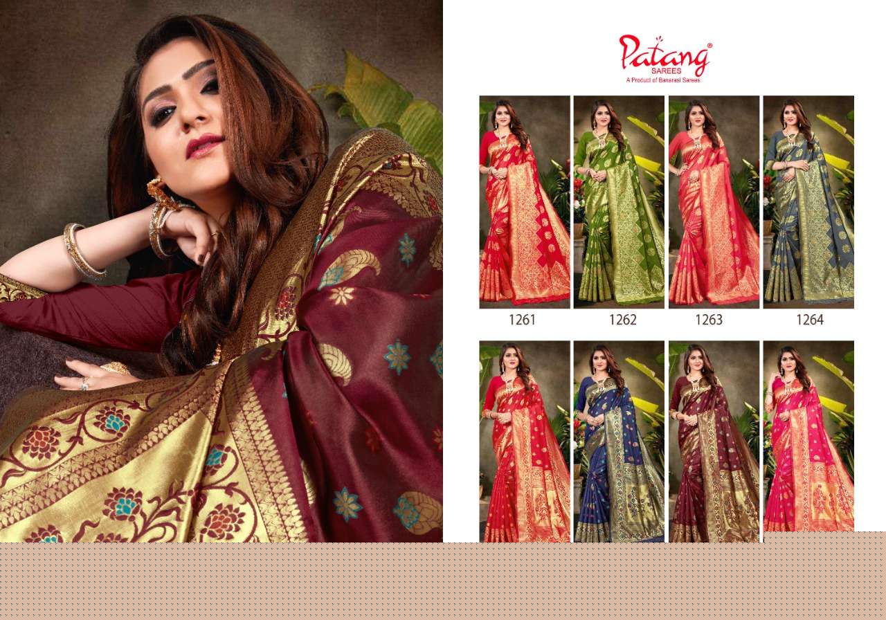 SHRADDHA BY PATANG SAREES 1261 TO 1268 SERIES INDIAN TRADITIONAL WEAR COLLECTION BEAUTIFUL STYLISH FANCY COLORFUL PARTY WEAR & OCCASIONAL WEAR SILK SAREES AT WHOLESALE PRICE