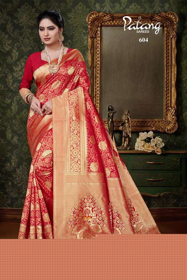 PARINEETI BY PATANG SAREES 601 TO 608 SERIES INDIAN TRADITIONAL WEAR COLLECTION BEAUTIFUL STYLISH FANCY COLORFUL PARTY WEAR & OCCASIONAL WEAR SILK SAREES AT WHOLESALE PRICE