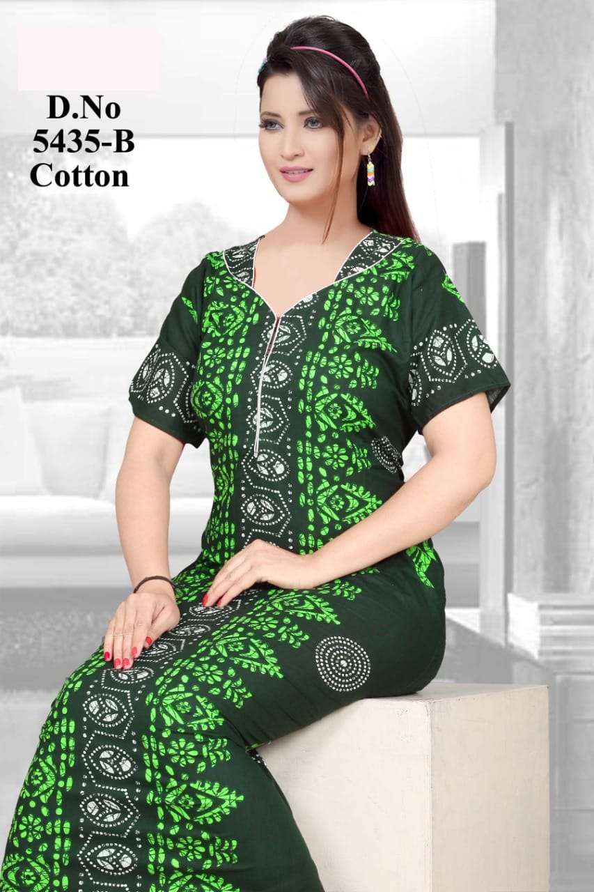 COTTON NIGHTY VOL-4 BY KAAMIRI 5435-A TO 5435-E SERIES DESIGNER BEAUTIFUL STYLISH FANCY COLORFUL PARTY WEAR & OCCASIONAL WEAR PURE COTTON PRINT GOWNS AT WHOLESALE PRICE