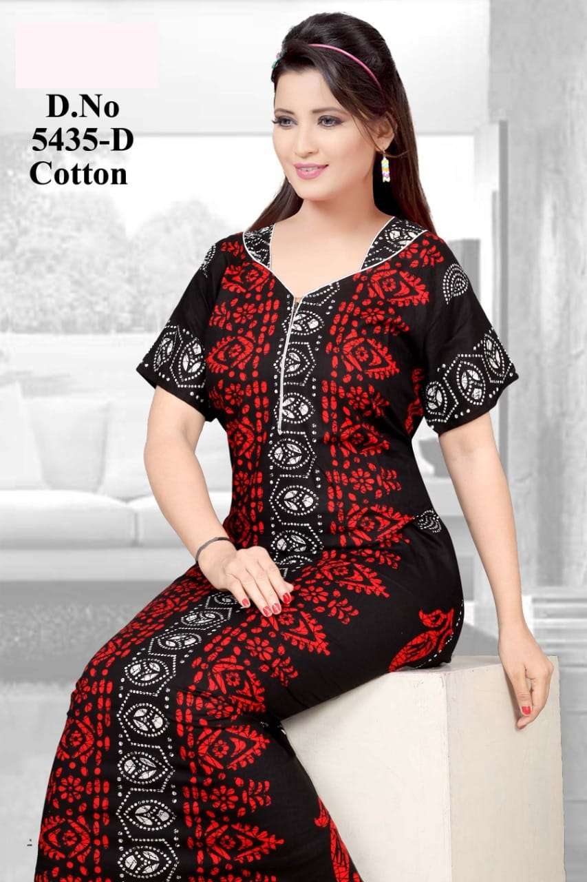 COTTON NIGHTY VOL-4 BY KAAMIRI 5435-A TO 5435-E SERIES DESIGNER BEAUTIFUL STYLISH FANCY COLORFUL PARTY WEAR & OCCASIONAL WEAR PURE COTTON PRINT GOWNS AT WHOLESALE PRICE