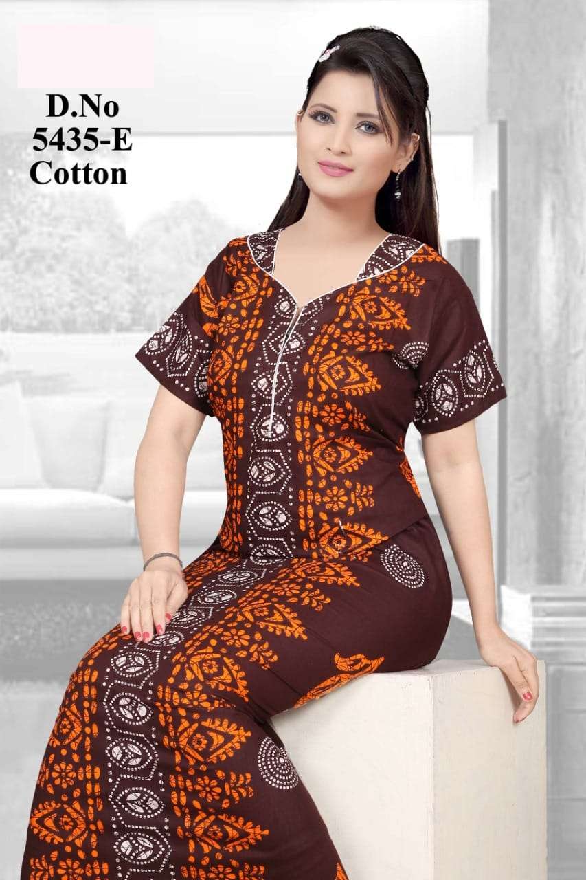 COTTON NIGHTY VOL-4 BY KAAMIRI 5435-A TO 5435-E SERIES DESIGNER BEAUTIFUL STYLISH FANCY COLORFUL PARTY WEAR & OCCASIONAL WEAR PURE COTTON PRINT GOWNS AT WHOLESALE PRICE