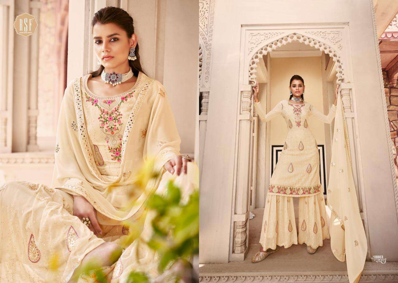 NOOR 18801 SERIES BY RIDDHI SIDDHI FASHION 18801 TO 18804 SERIES BEAUTIFUL STYLISH SHARARA SUITS FANCY COLORFUL CASUAL WEAR & ETHNIC WEAR & READY TO WEAR FAUX GEORGETTE DRESSES AT WHOLESALE PRICE