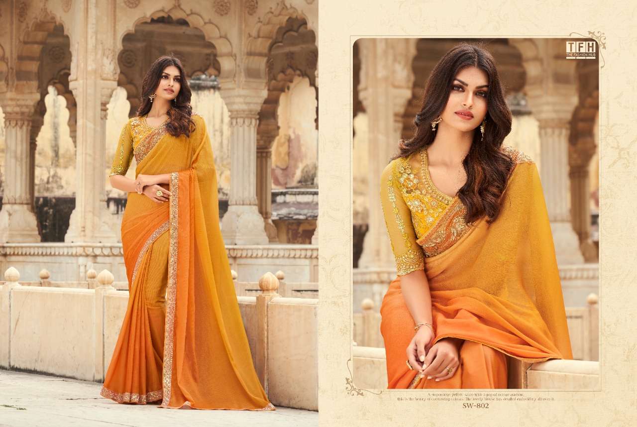 SANDALWOOD VOL-8 BY TFH 801 TO 818 SERIES INDIAN TRADITIONAL WEAR COLLECTION BEAUTIFUL STYLISH FANCY COLORFUL PARTY WEAR & OCCASIONAL WEAR FANCY SAREES AT WHOLESALE PRICE