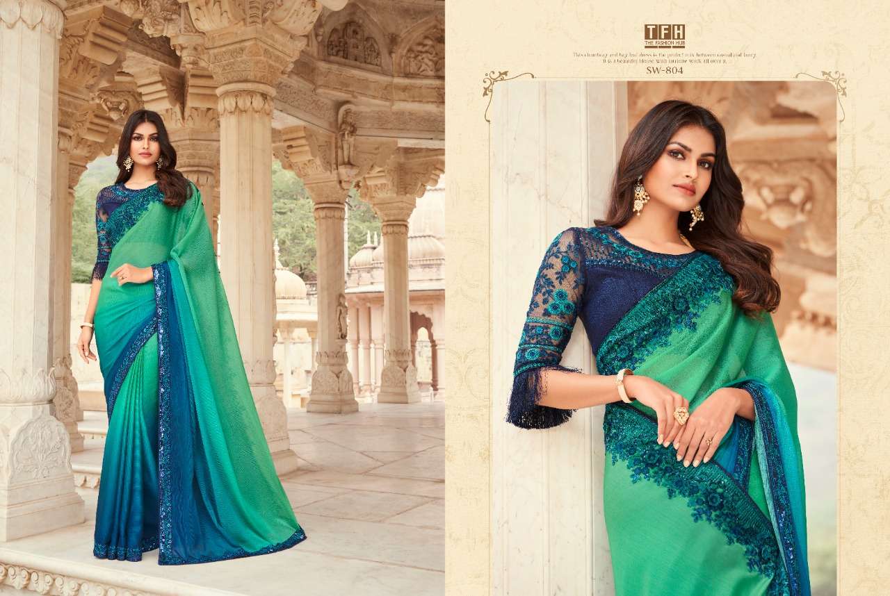 SANDALWOOD VOL-8 BY TFH 801 TO 818 SERIES INDIAN TRADITIONAL WEAR COLLECTION BEAUTIFUL STYLISH FANCY COLORFUL PARTY WEAR & OCCASIONAL WEAR FANCY SAREES AT WHOLESALE PRICE