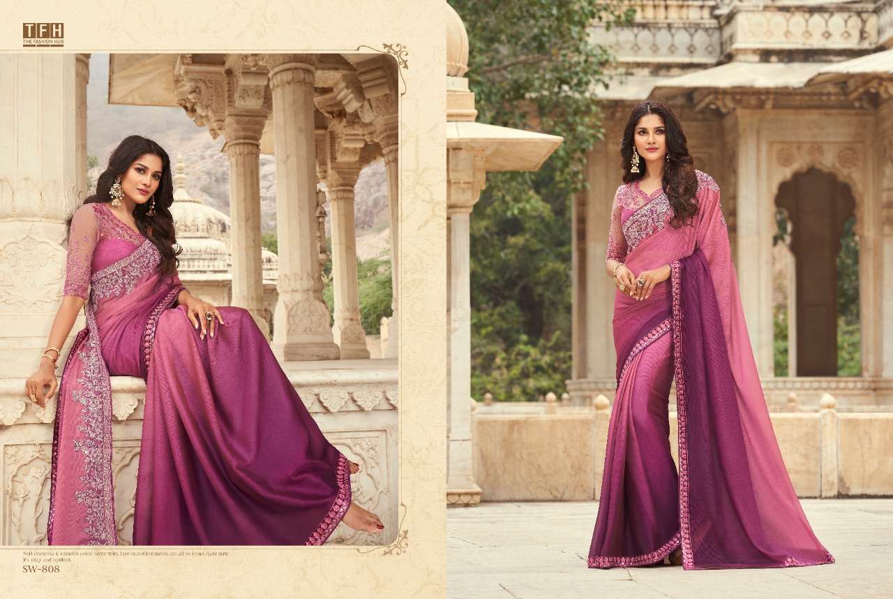SANDALWOOD VOL-8 BY TFH 801 TO 818 SERIES INDIAN TRADITIONAL WEAR COLLECTION BEAUTIFUL STYLISH FANCY COLORFUL PARTY WEAR & OCCASIONAL WEAR FANCY SAREES AT WHOLESALE PRICE