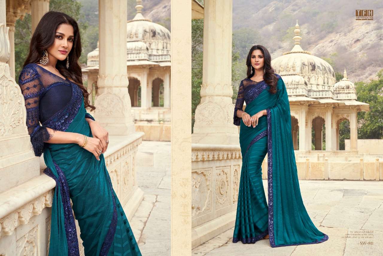 SANDALWOOD VOL-8 BY TFH 801 TO 818 SERIES INDIAN TRADITIONAL WEAR COLLECTION BEAUTIFUL STYLISH FANCY COLORFUL PARTY WEAR & OCCASIONAL WEAR FANCY SAREES AT WHOLESALE PRICE