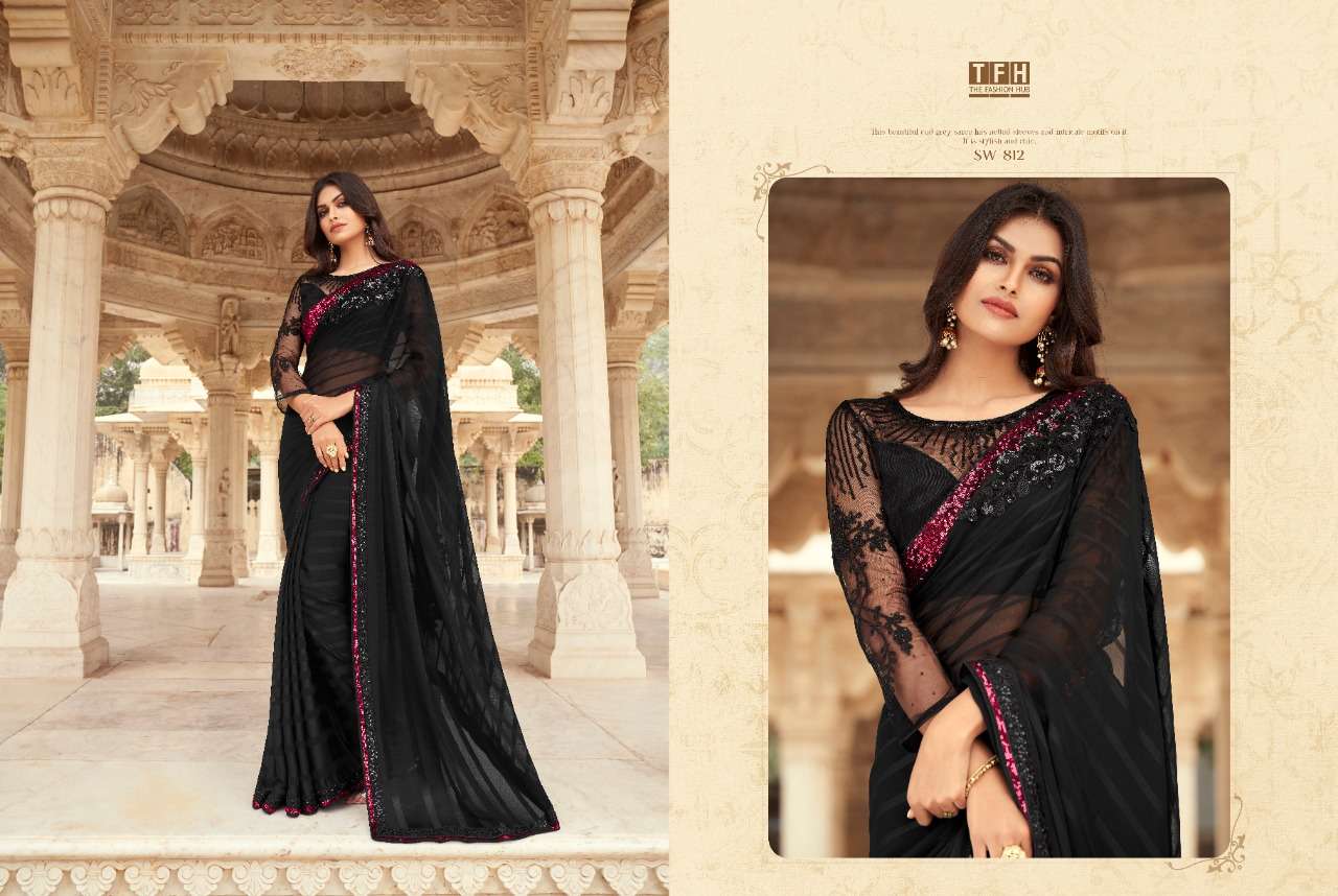 SANDALWOOD VOL-8 BY TFH 801 TO 818 SERIES INDIAN TRADITIONAL WEAR COLLECTION BEAUTIFUL STYLISH FANCY COLORFUL PARTY WEAR & OCCASIONAL WEAR FANCY SAREES AT WHOLESALE PRICE