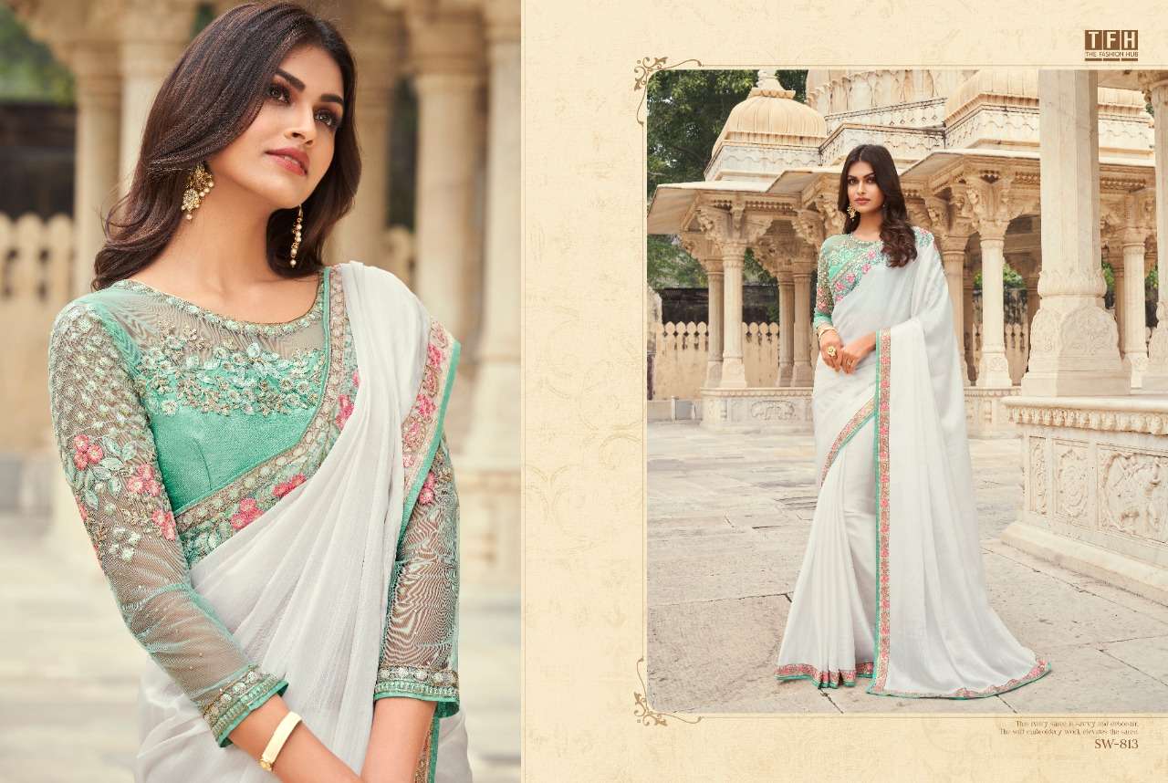 SANDALWOOD VOL-8 BY TFH 801 TO 818 SERIES INDIAN TRADITIONAL WEAR COLLECTION BEAUTIFUL STYLISH FANCY COLORFUL PARTY WEAR & OCCASIONAL WEAR FANCY SAREES AT WHOLESALE PRICE