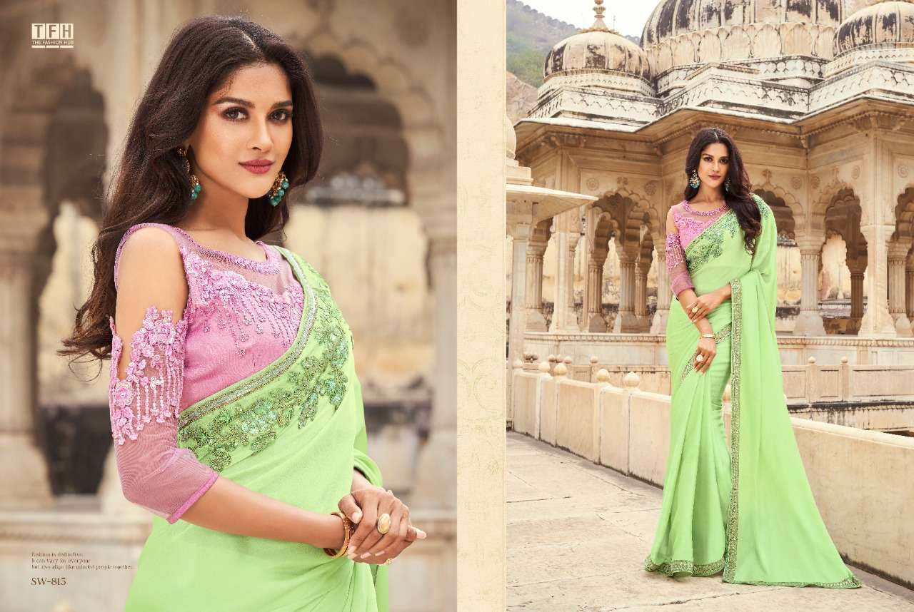 SANDALWOOD VOL-8 BY TFH 801 TO 818 SERIES INDIAN TRADITIONAL WEAR COLLECTION BEAUTIFUL STYLISH FANCY COLORFUL PARTY WEAR & OCCASIONAL WEAR FANCY SAREES AT WHOLESALE PRICE
