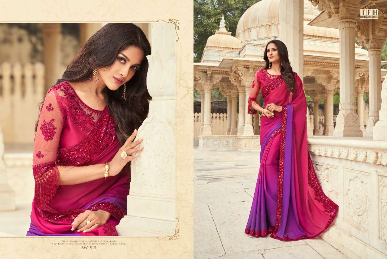 SANDALWOOD VOL-8 BY TFH 801 TO 818 SERIES INDIAN TRADITIONAL WEAR COLLECTION BEAUTIFUL STYLISH FANCY COLORFUL PARTY WEAR & OCCASIONAL WEAR FANCY SAREES AT WHOLESALE PRICE