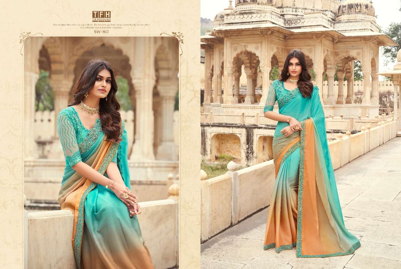 SANDALWOOD VOL-8 BY TFH 801 TO 818 SERIES INDIAN TRADITIONAL WEAR COLLECTION BEAUTIFUL STYLISH FANCY COLORFUL PARTY WEAR & OCCASIONAL WEAR FANCY SAREES AT WHOLESALE PRICE