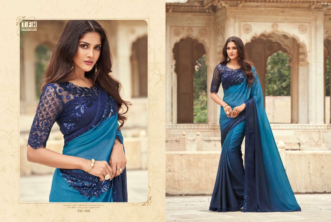 SANDALWOOD VOL-8 BY TFH 801 TO 818 SERIES INDIAN TRADITIONAL WEAR COLLECTION BEAUTIFUL STYLISH FANCY COLORFUL PARTY WEAR & OCCASIONAL WEAR FANCY SAREES AT WHOLESALE PRICE