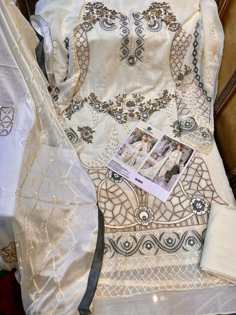 ZF-109 BY ZAINAB FASHION PAKISTANI SUITS BEAUTIFUL FANCY COLORFUL STYLISH PARTY WEAR & OCCASIONAL WEAR PURE GEORGETTE WITH EMBROIDERY DRESSES AT WHOLESALE PRICE