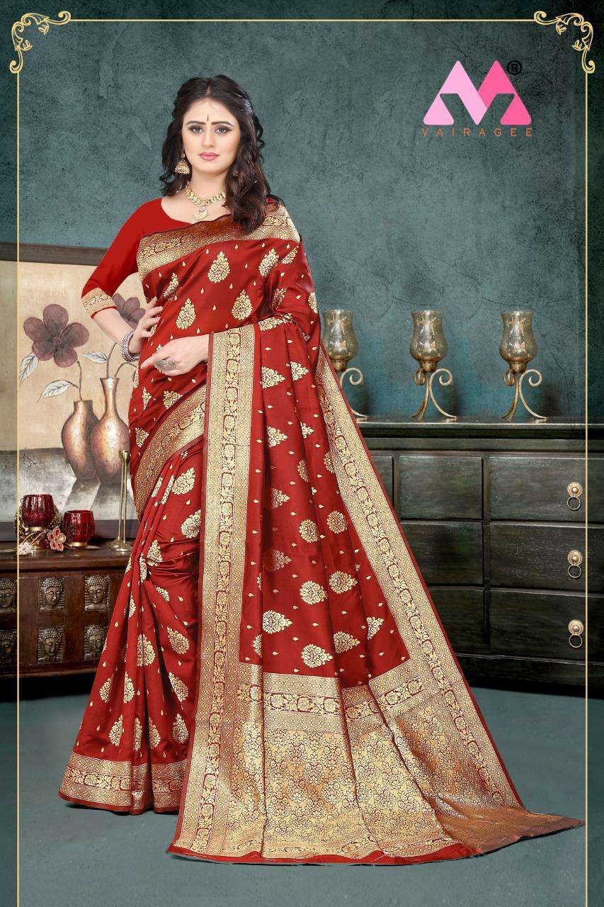 PAVITRA BY VAIRAGEE 01 TO 06 SERIES INDIAN TRADITIONAL WEAR COLLECTION BEAUTIFUL STYLISH FANCY COLORFUL PARTY WEAR & OCCASIONAL WEAR BANARASI SILK PRINT SAREES AT WHOLESALE PRICE