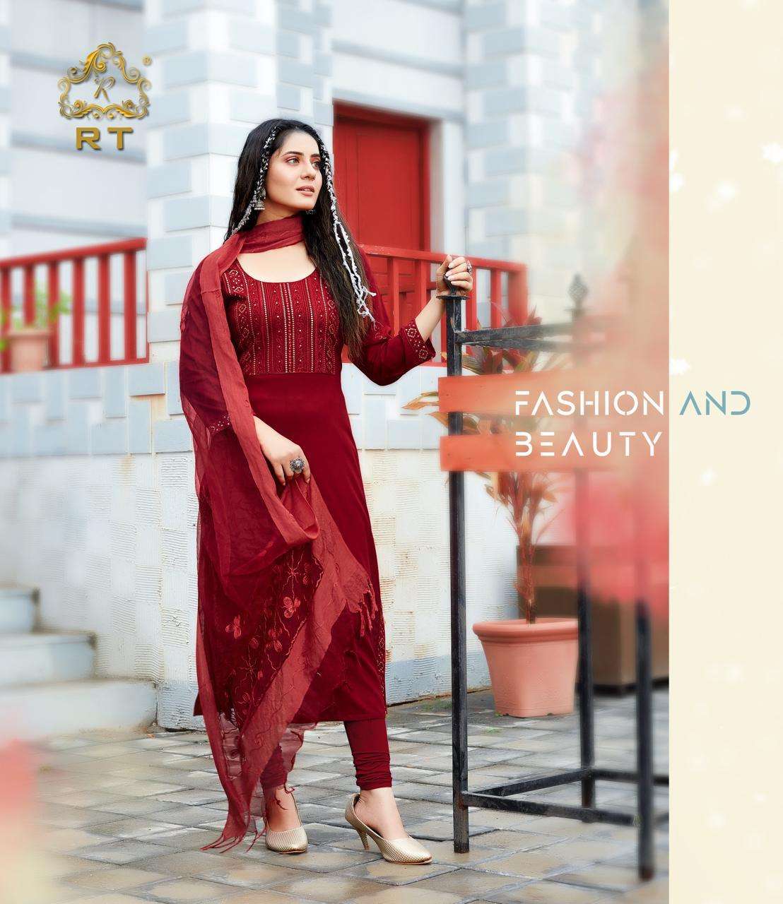 RIM-JHIM BY RT 1517 TO 1522 SERIES DESIGNER STYLISH FANCY COLORFUL BEAUTIFUL PARTY WEAR & ETHNIC WEAR COLLECTION RAYON EMBROIDERY KURTIS WITH DUPATTA AT WHOLESALE PRICE