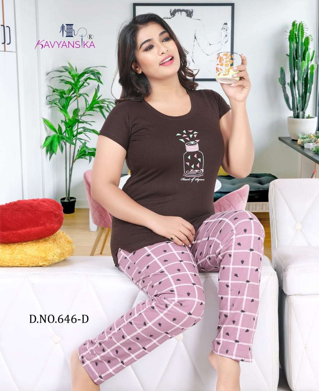 KAVYANSHIKA VOL-646 BY KAVYANSHIKA 646-A TO 646-F SERIES BEAUTIFUL STYLISH COLORFUL FANCY PARTY WEAR & ETHNIC WEAR & READY TO WEAR HOSIERY COTTON NIGHT SUITS AT WHOLESALE PRICE
