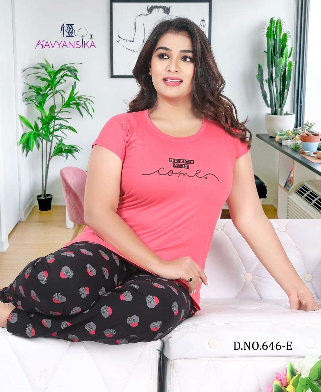 KAVYANSHIKA VOL-646 BY KAVYANSHIKA 646-A TO 646-F SERIES BEAUTIFUL STYLISH COLORFUL FANCY PARTY WEAR & ETHNIC WEAR & READY TO WEAR HOSIERY COTTON NIGHT SUITS AT WHOLESALE PRICE