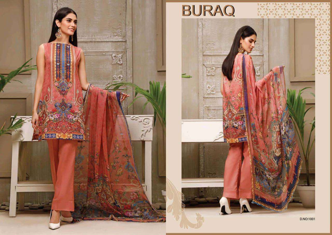 Buraq Vol-2 By Agha Noor 1001 To 1010 Series Beautiful Stylish Suits Fancy Colorful Casual Wear & Ethnic Wear & Ready To Wear Jam Satin Cotton Printed Dresses At Wholesale Price