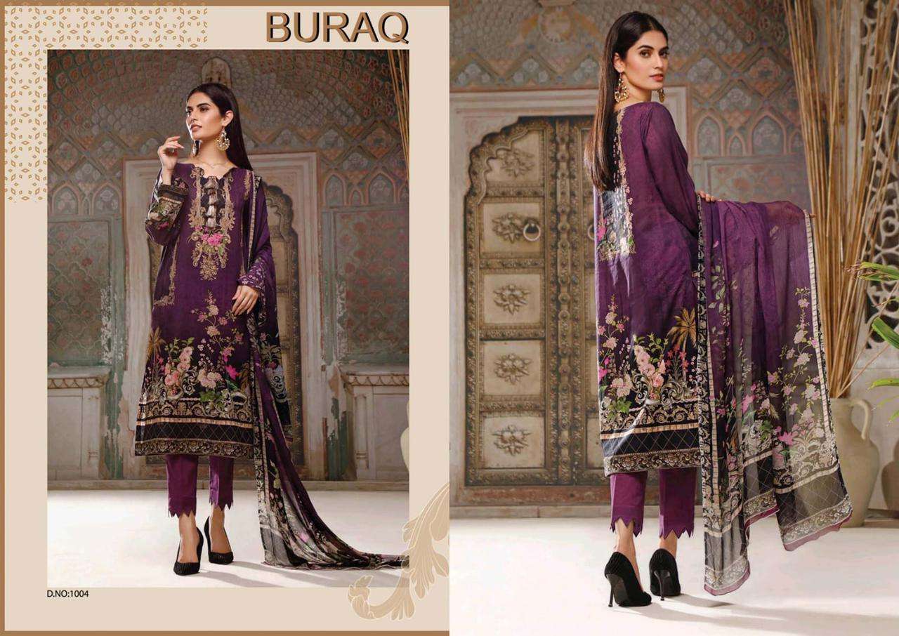 Buraq Vol-2 By Agha Noor 1001 To 1010 Series Beautiful Stylish Suits Fancy Colorful Casual Wear & Ethnic Wear & Ready To Wear Jam Satin Cotton Printed Dresses At Wholesale Price