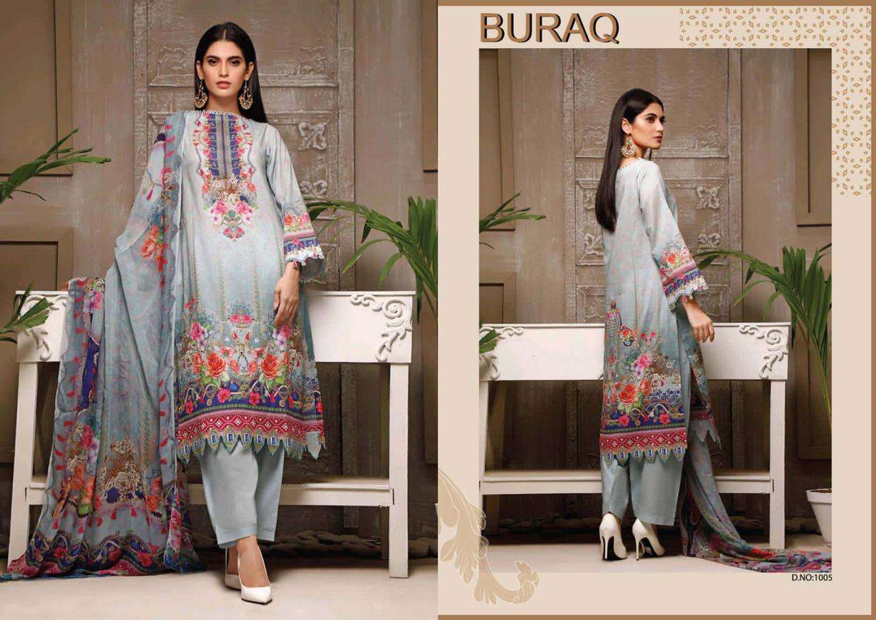 Buraq Vol-2 By Agha Noor 1001 To 1010 Series Beautiful Stylish Suits Fancy Colorful Casual Wear & Ethnic Wear & Ready To Wear Jam Satin Cotton Printed Dresses At Wholesale Price