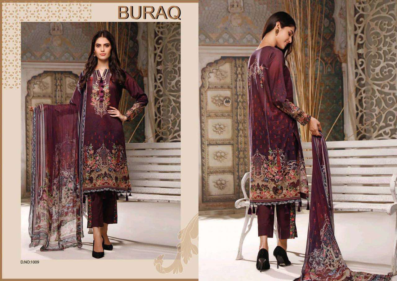 Buraq Vol-2 By Agha Noor 1001 To 1010 Series Beautiful Stylish Suits Fancy Colorful Casual Wear & Ethnic Wear & Ready To Wear Jam Satin Cotton Printed Dresses At Wholesale Price