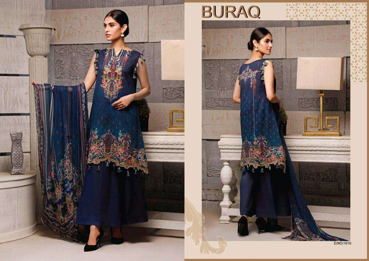 Buraq Vol-2 By Agha Noor 1001 To 1010 Series Beautiful Stylish Suits Fancy Colorful Casual Wear & Ethnic Wear & Ready To Wear Jam Satin Cotton Printed Dresses At Wholesale Price