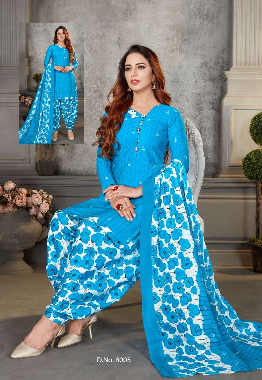 LAADKI VOL-8 BY SC 8001 TO 8016 SERIES BEAUTIFUL SUITS COLORFUL STYLISH FANCY CASUAL WEAR & ETHNIC WEAR PURE COTTON PRINT DRESSES AT WHOLESALE PRICE
