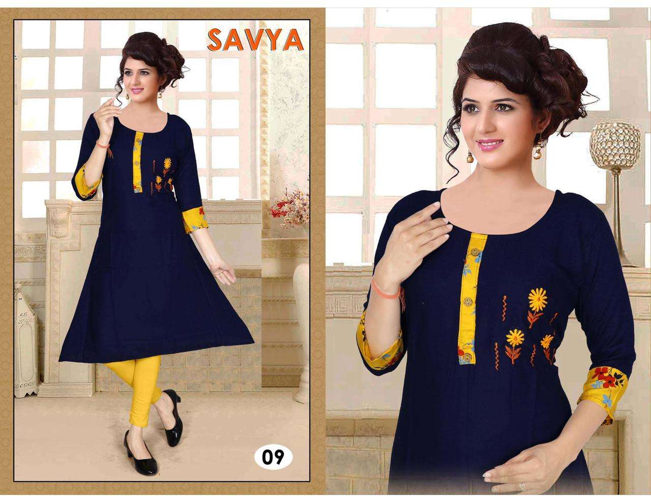 SAVYA BY POOJA 01 TO 10 SERIES DESIGNER STYLISH FANCY COLORFUL BEAUTIFUL PARTY WEAR & ETHNIC WEAR COLLECTION RAYON PRINT KURTIS AT WHOLESALE PRICE