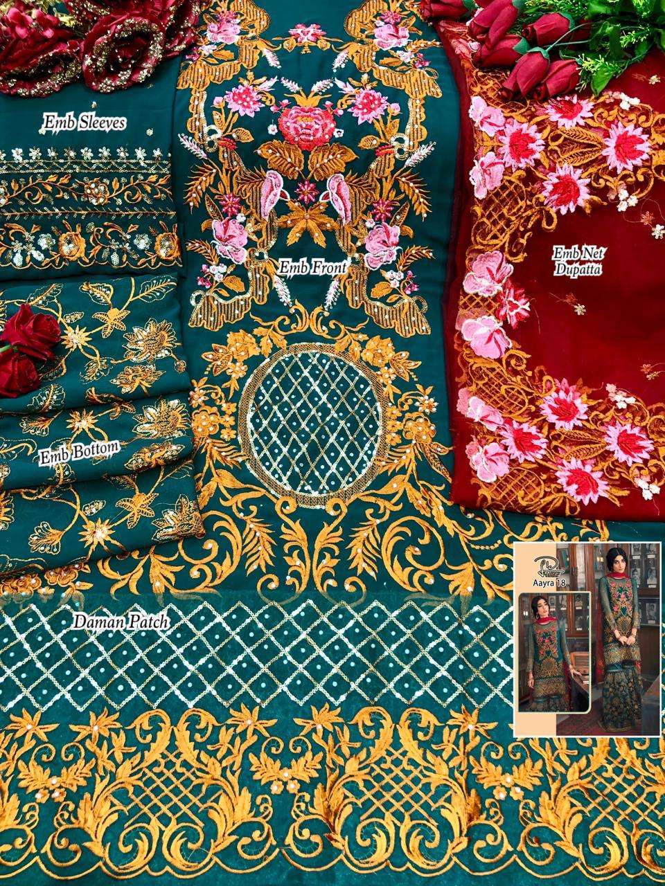 AAYRA 18 BY LAAIBAH DESIGNER BEAUTIFUL PAKISTANI SUITS COLORFUL STYLISH FANCY CASUAL WEAR & ETHNIC WEAR FAUX GEORGETTE WITH EMBROIDERED DRESSES AT WHOLESALE PRICE