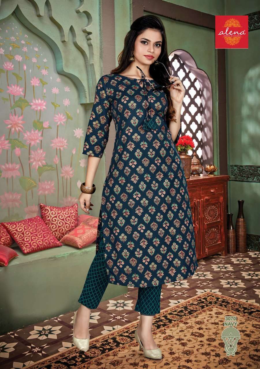 GULBAHAR BY ALENA 3067 TO 3072 SERIES DESIGNER STYLISH FANCY COLORFUL BEAUTIFUL PARTY WEAR & ETHNIC WEAR COLLECTION PURE COTTON FLEX PRINT KURTIS WITH BOTTOM AT WHOLESALE PRICE