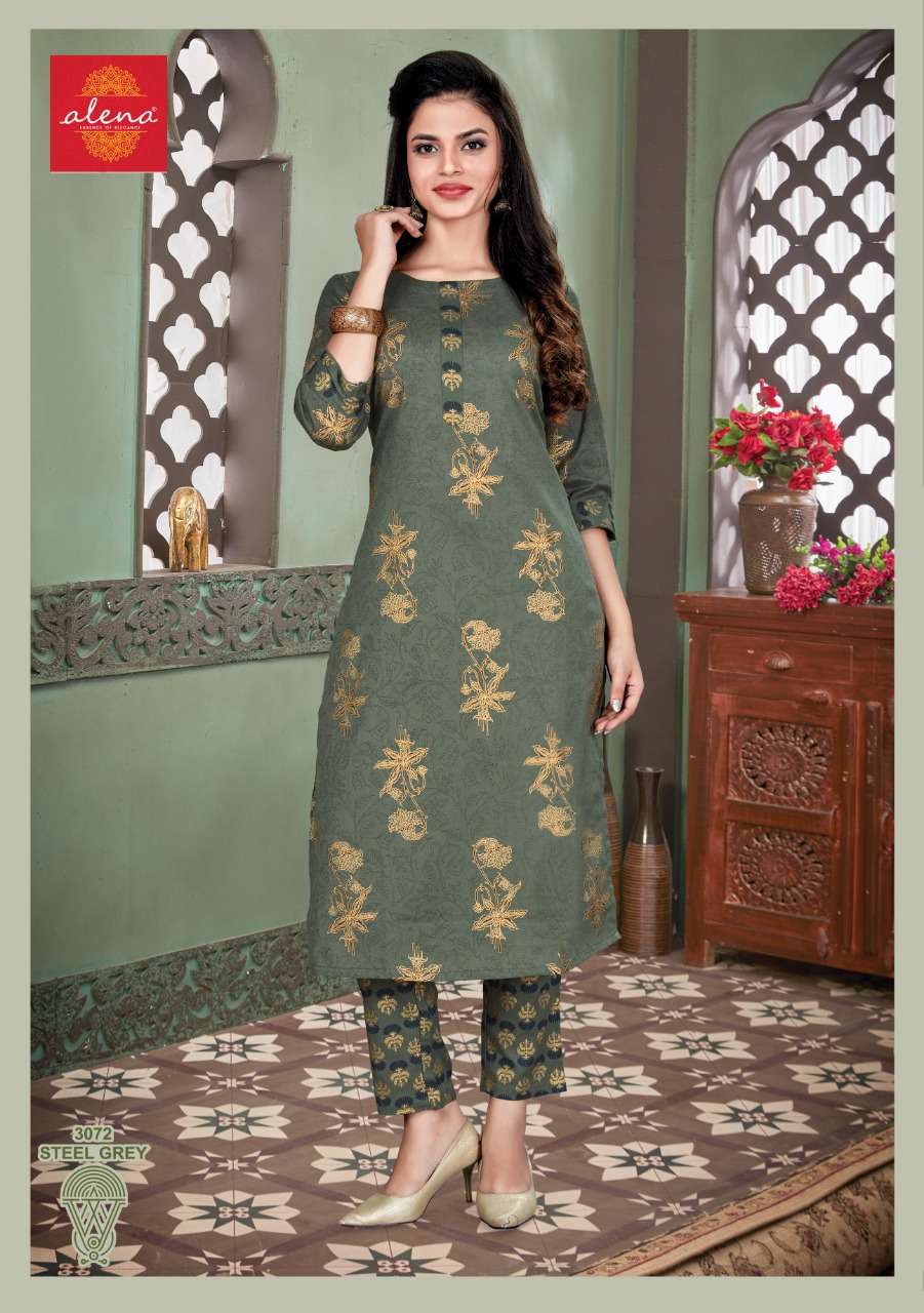 GULBAHAR BY ALENA 3067 TO 3072 SERIES DESIGNER STYLISH FANCY COLORFUL BEAUTIFUL PARTY WEAR & ETHNIC WEAR COLLECTION PURE COTTON FLEX PRINT KURTIS WITH BOTTOM AT WHOLESALE PRICE